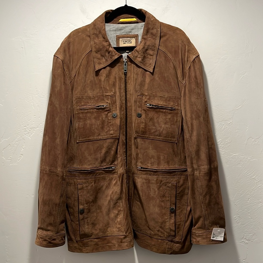 Camel Active 3904 Brown Leather Full Zipper Explorer 77 Mens Jacket Size 54